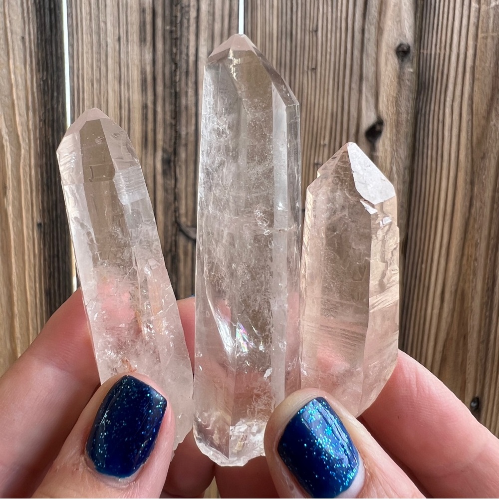 3 Piece Lemurian Quartz Crystal Points Set.